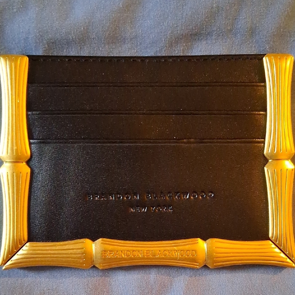 Brandon Blackwood Black Card Holder with Gold Trim - Picture 3 of 9